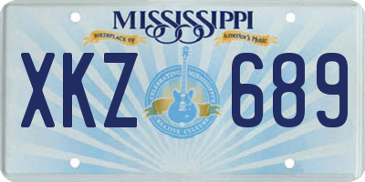 MS license plate XKZ689
