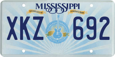 MS license plate XKZ692
