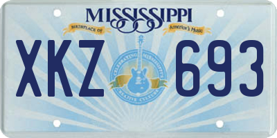 MS license plate XKZ693