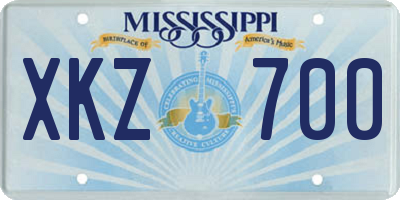 MS license plate XKZ700