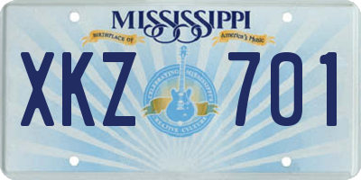 MS license plate XKZ701