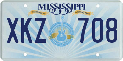 MS license plate XKZ708