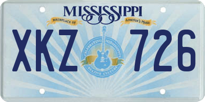 MS license plate XKZ726