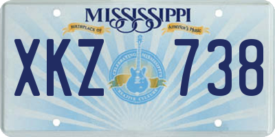 MS license plate XKZ738