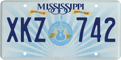 MS license plate XKZ742