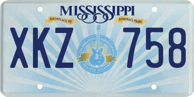 MS license plate XKZ758