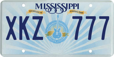 MS license plate XKZ777