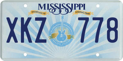 MS license plate XKZ778