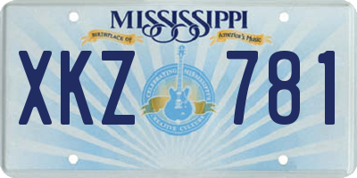 MS license plate XKZ781