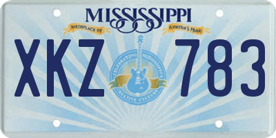 MS license plate XKZ783