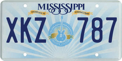 MS license plate XKZ787