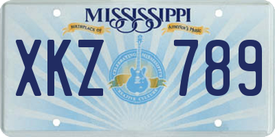 MS license plate XKZ789