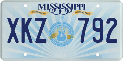 MS license plate XKZ792