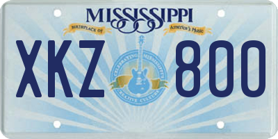 MS license plate XKZ800