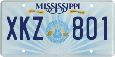 MS license plate XKZ801