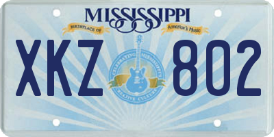 MS license plate XKZ802