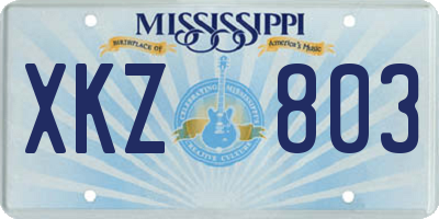 MS license plate XKZ803