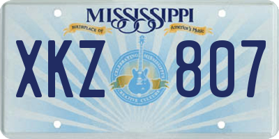 MS license plate XKZ807