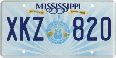 MS license plate XKZ820