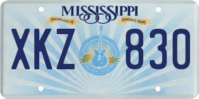 MS license plate XKZ830