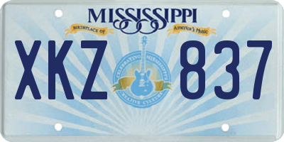 MS license plate XKZ837