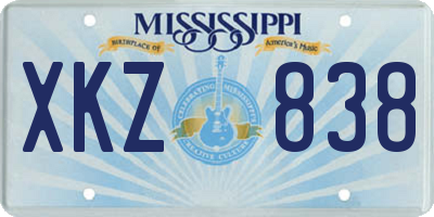 MS license plate XKZ838