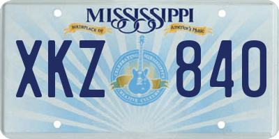 MS license plate XKZ840