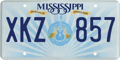 MS license plate XKZ857