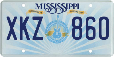MS license plate XKZ860