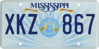 MS license plate XKZ867