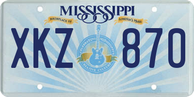 MS license plate XKZ870