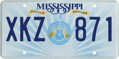 MS license plate XKZ871
