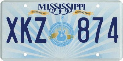 MS license plate XKZ874