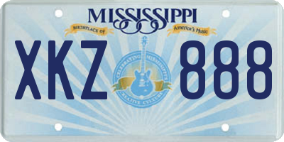 MS license plate XKZ888
