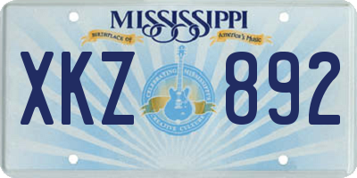 MS license plate XKZ892