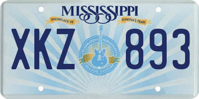 MS license plate XKZ893