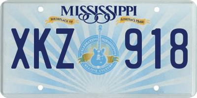 MS license plate XKZ918