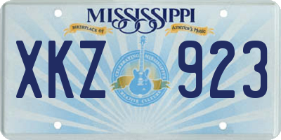 MS license plate XKZ923