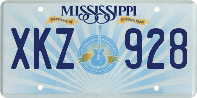 MS license plate XKZ928