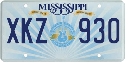 MS license plate XKZ930
