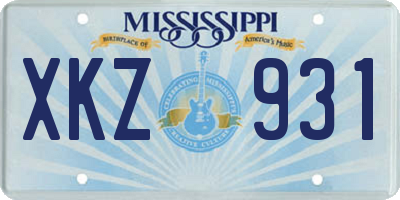 MS license plate XKZ931