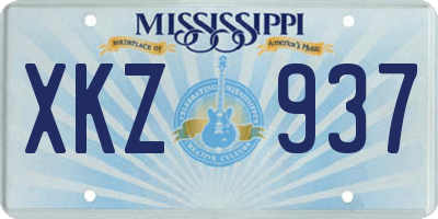 MS license plate XKZ937