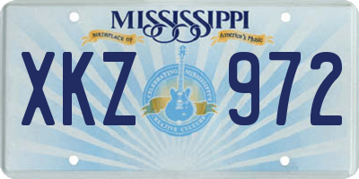 MS license plate XKZ972