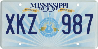 MS license plate XKZ987