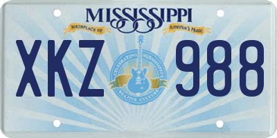 MS license plate XKZ988