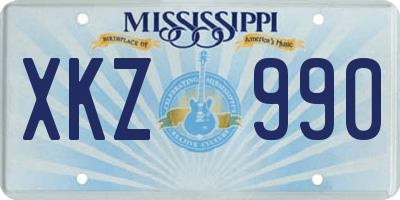 MS license plate XKZ990