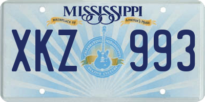 MS license plate XKZ993