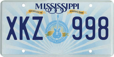 MS license plate XKZ998