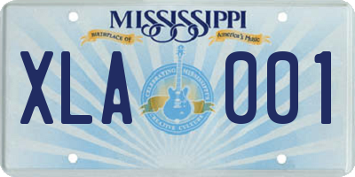 MS license plate XLA001