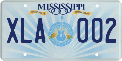 MS license plate XLA002